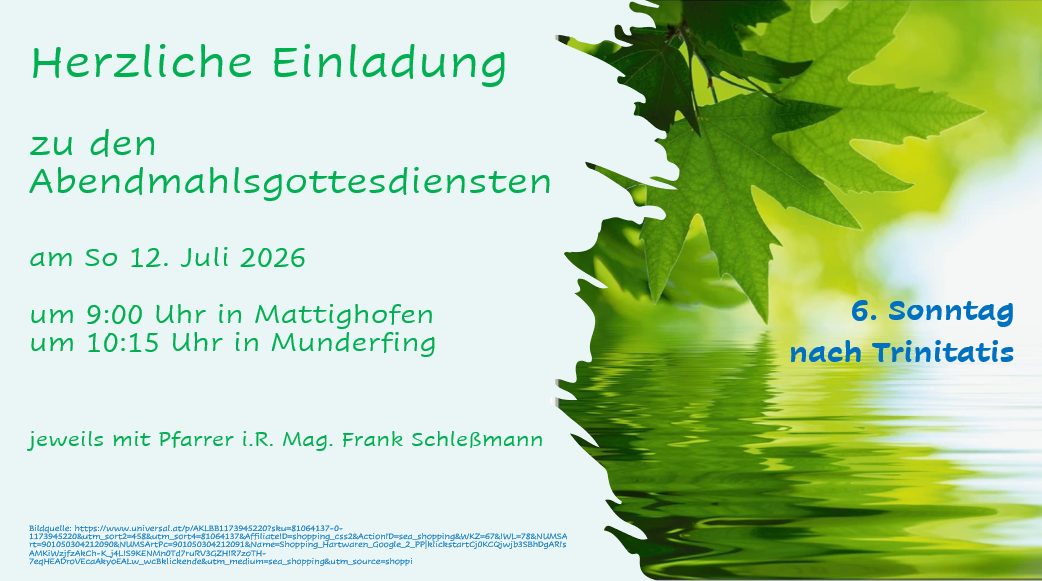 Herzliche Einladung zu den Abendmahlsgottesdiensten