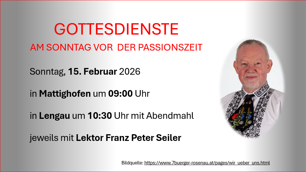 Gottesdienst mit Lektor Franz Peter Seiler 