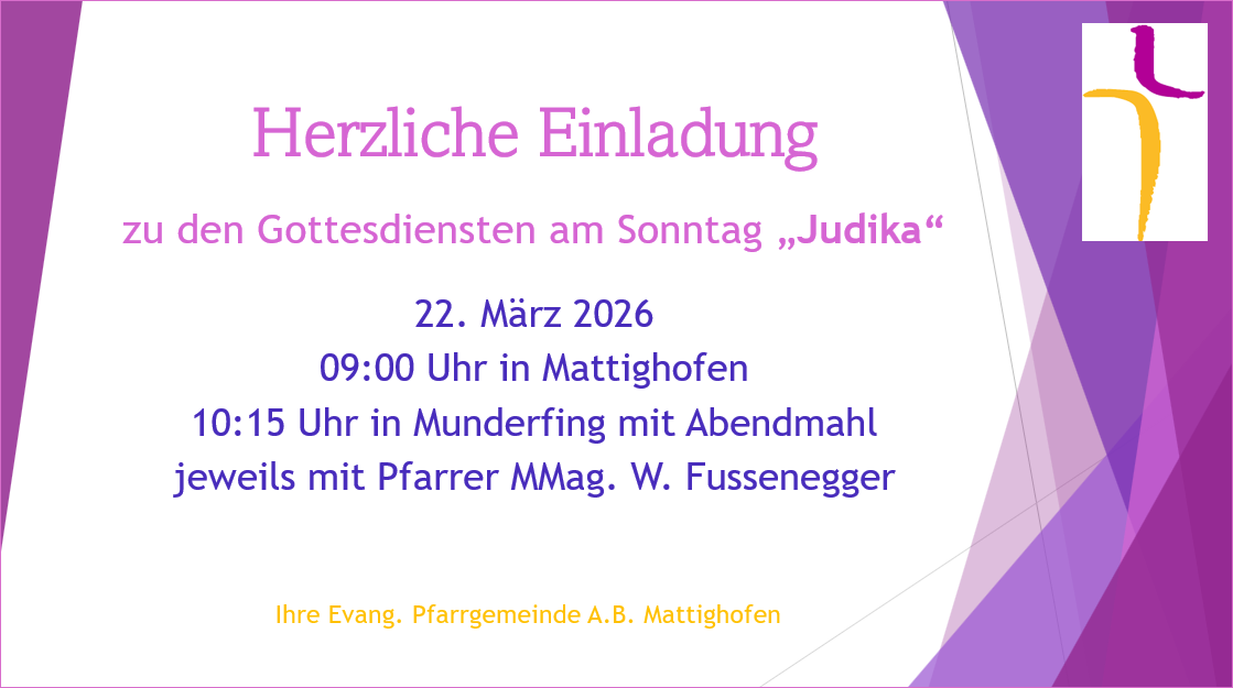 Herzliche Einladung zu den Gottesdiensten