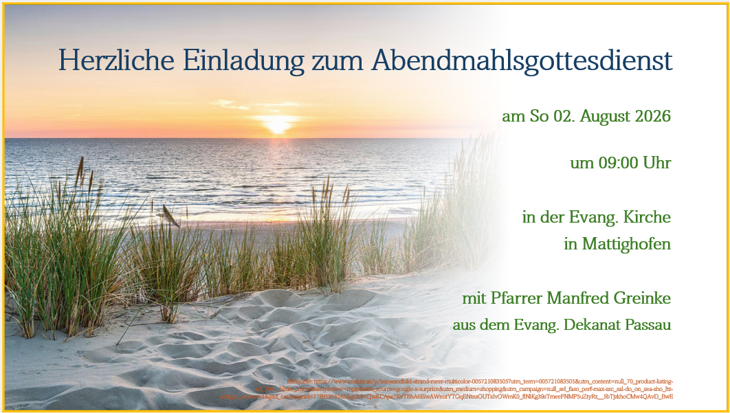 Herzliche Einladung zum Gottesdienst am 02.08.2026