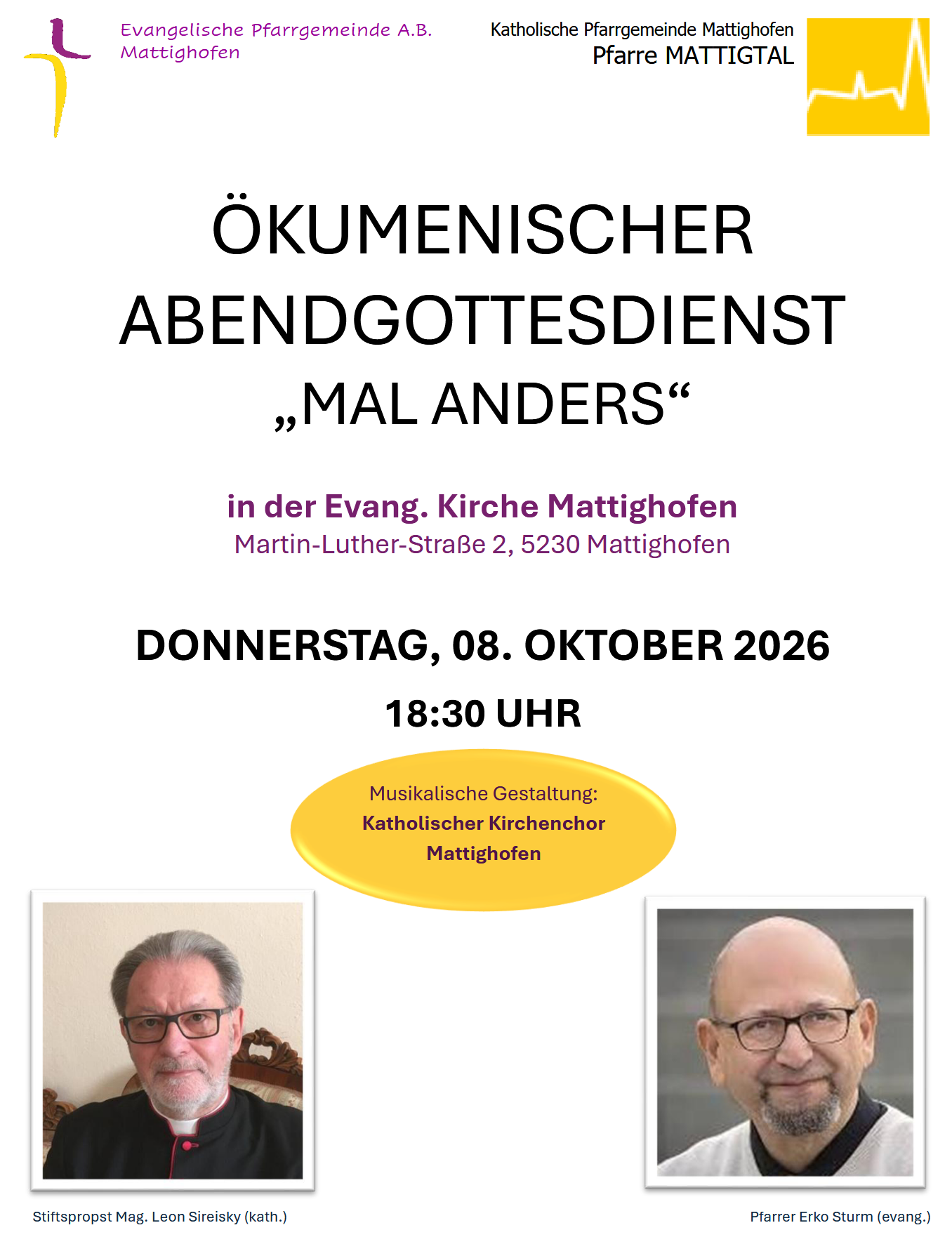 Herzliche Einladung zum Ökumenischen Gottesdienst am 08.10.2026