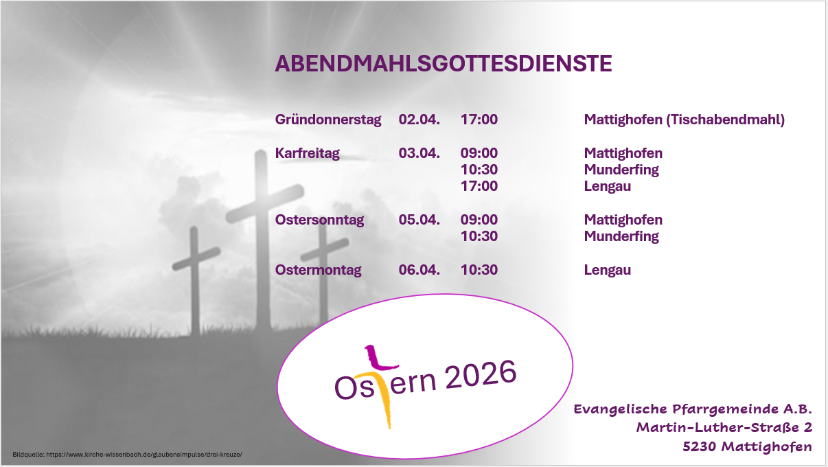 Herzliche Einladung zu den Ostergottesdiensten